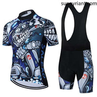 Skull Pattern Bicycle Team Short Sleeve Maillot Ciclismo Men Racing Cycling Jersey