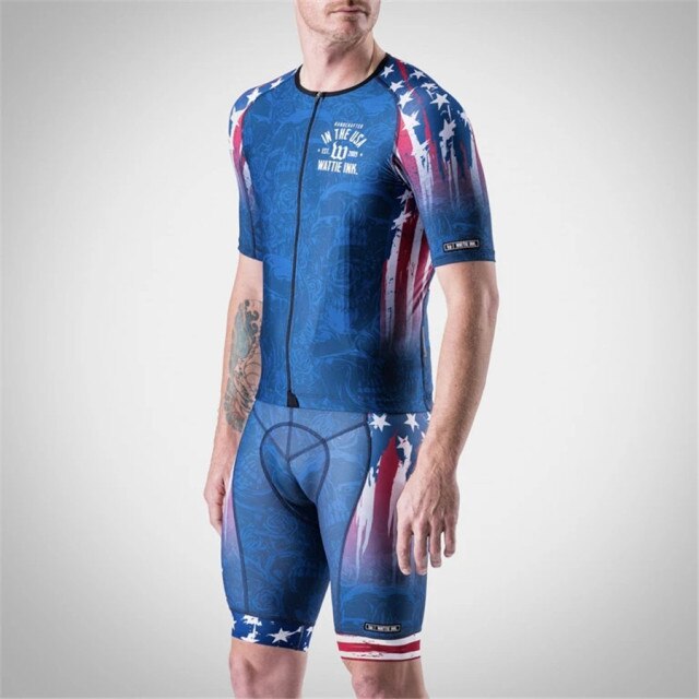 Wattie Ink Team Cycling Jersey Suit white Blue