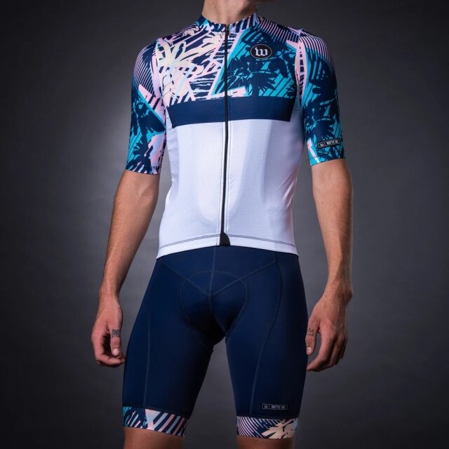 Wattie Ink Team Cycling Jersey Suit Blue white