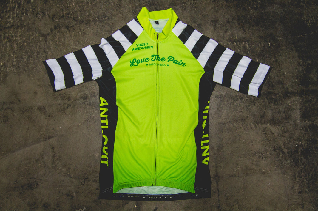 Fluorescent Green Zebra Print Professional Cycling Top