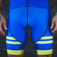 "Blue King" Style Blue Green Striped Professional Cycling Shorts