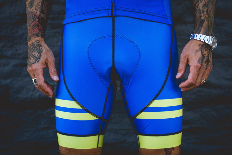 "Blue King" Style Blue Green Striped Professional Cycling Shorts