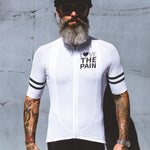 "BLANCO" Professional Cycling Top Pure White White Black Stripes