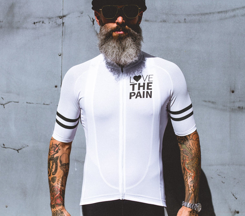 "BLANCO" Professional Cycling Top Pure White White Black Stripes