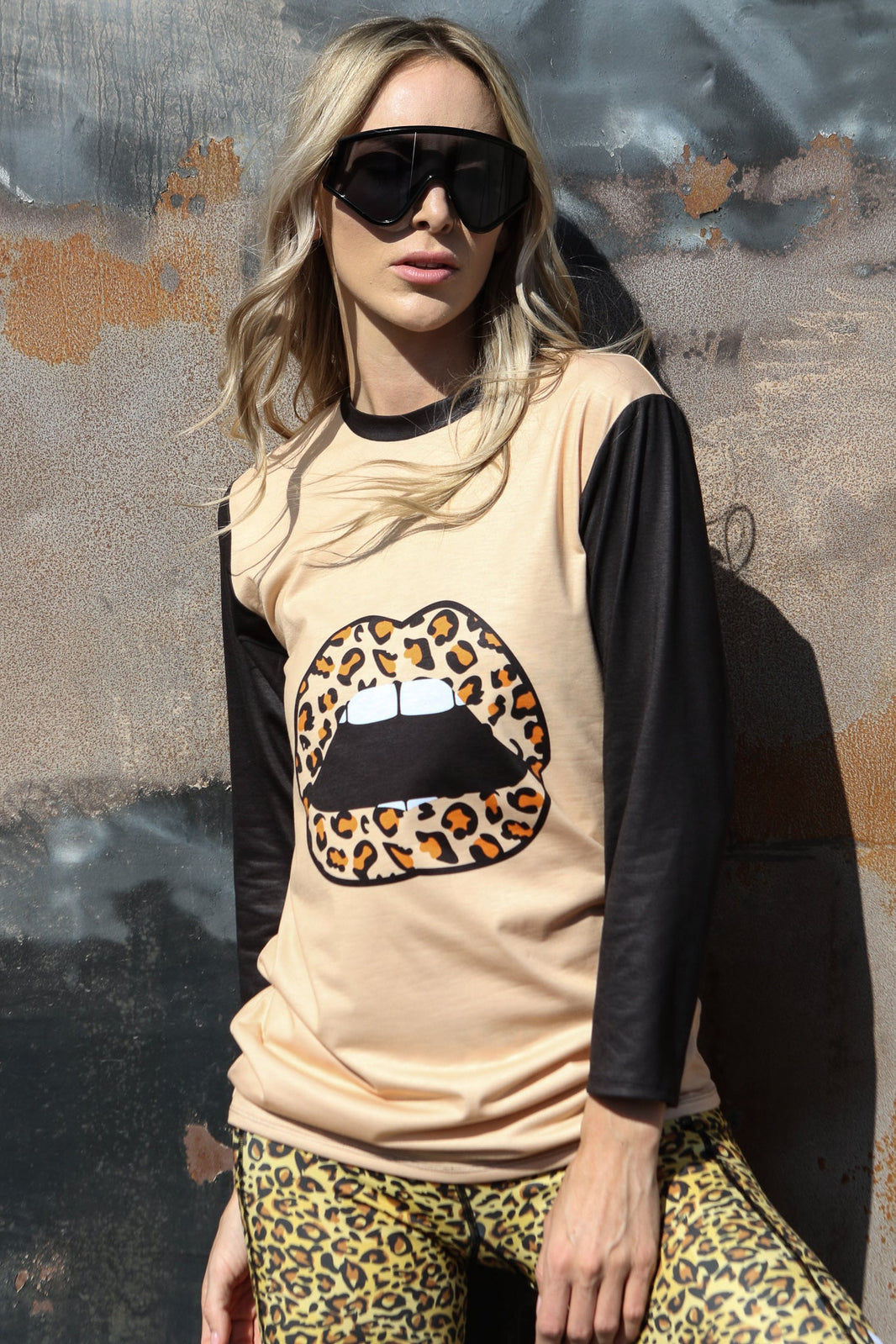 "Leopard Lip 3/4" T-Shirt