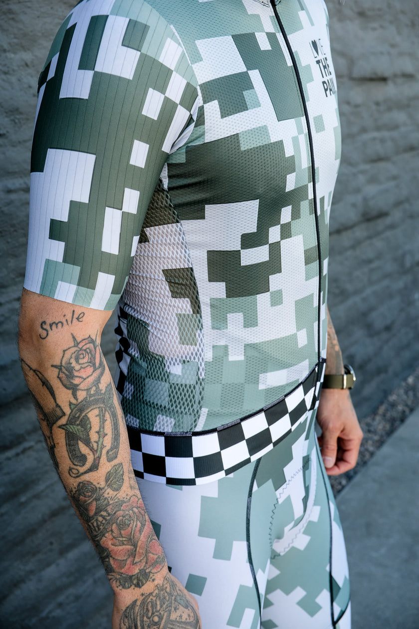 Army Green Pattern Cycling Jersey Professional