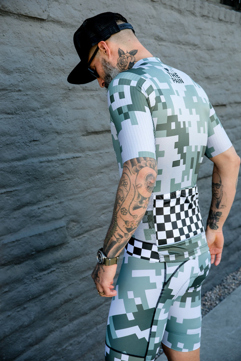 Army Green Pattern Cycling Jersey Professional