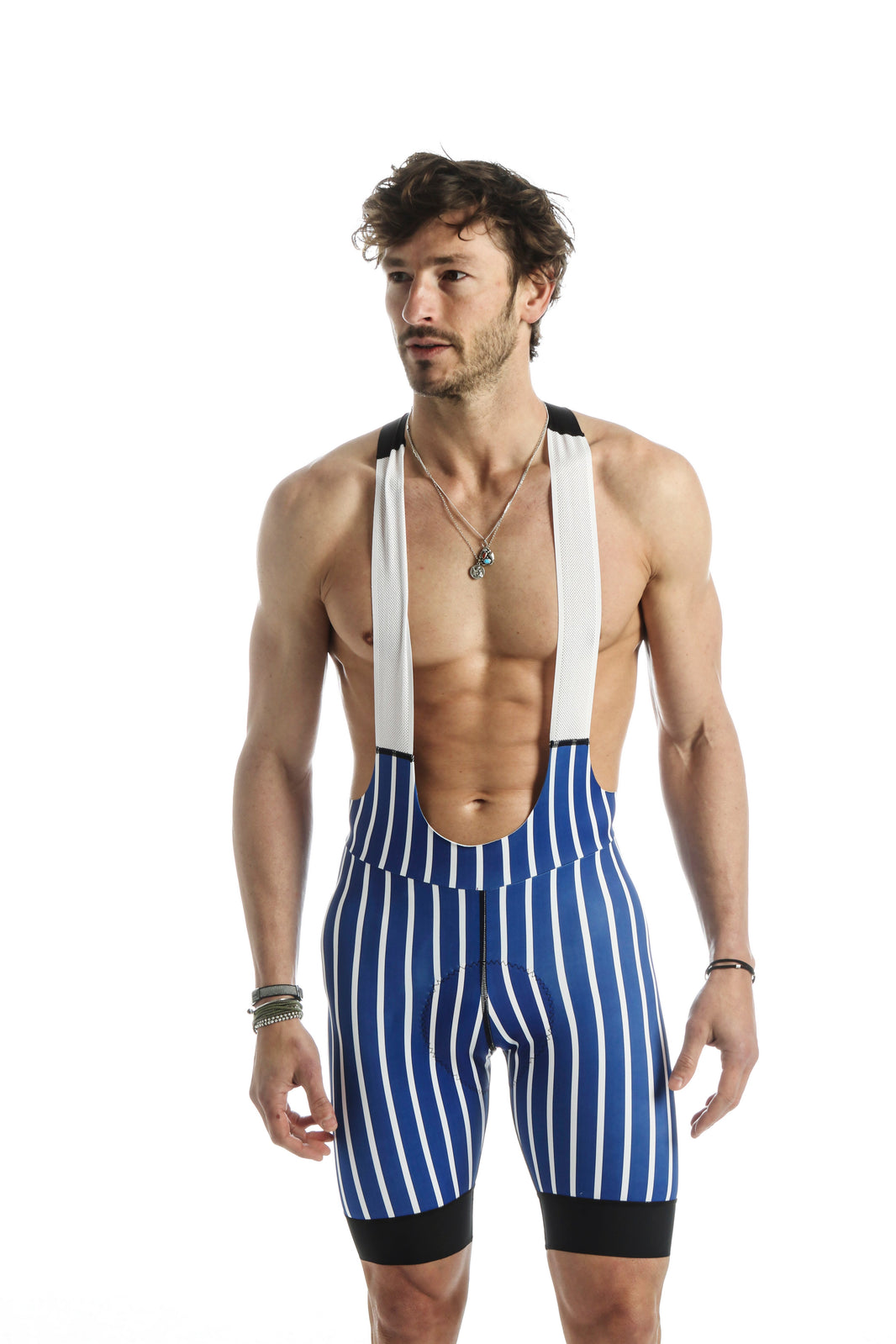 "Stadium" Blue Striped Cycling Pants