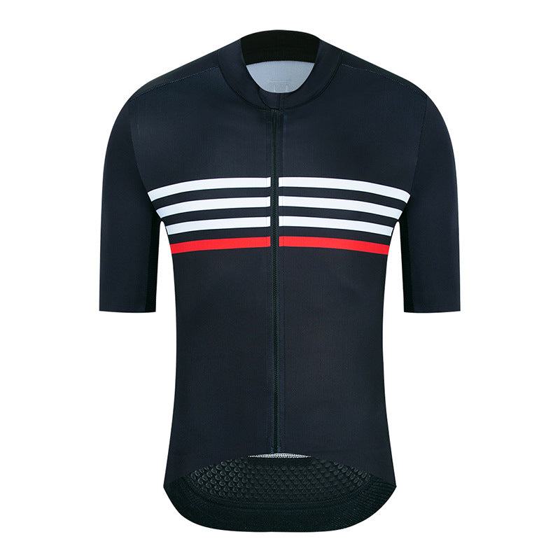 Short Sleeve Striped Print Cycling Jersey