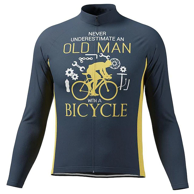 Old Man Men's Long Sleeve Cycling Jersey Spandex Polyester