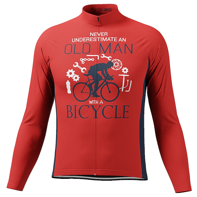 Old Man Men's Long Sleeve Cycling Jersey Spandex Polyester