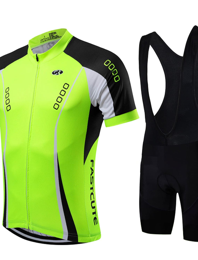 Men's Short Sleeve Cycling Jersey with Bib Shorts