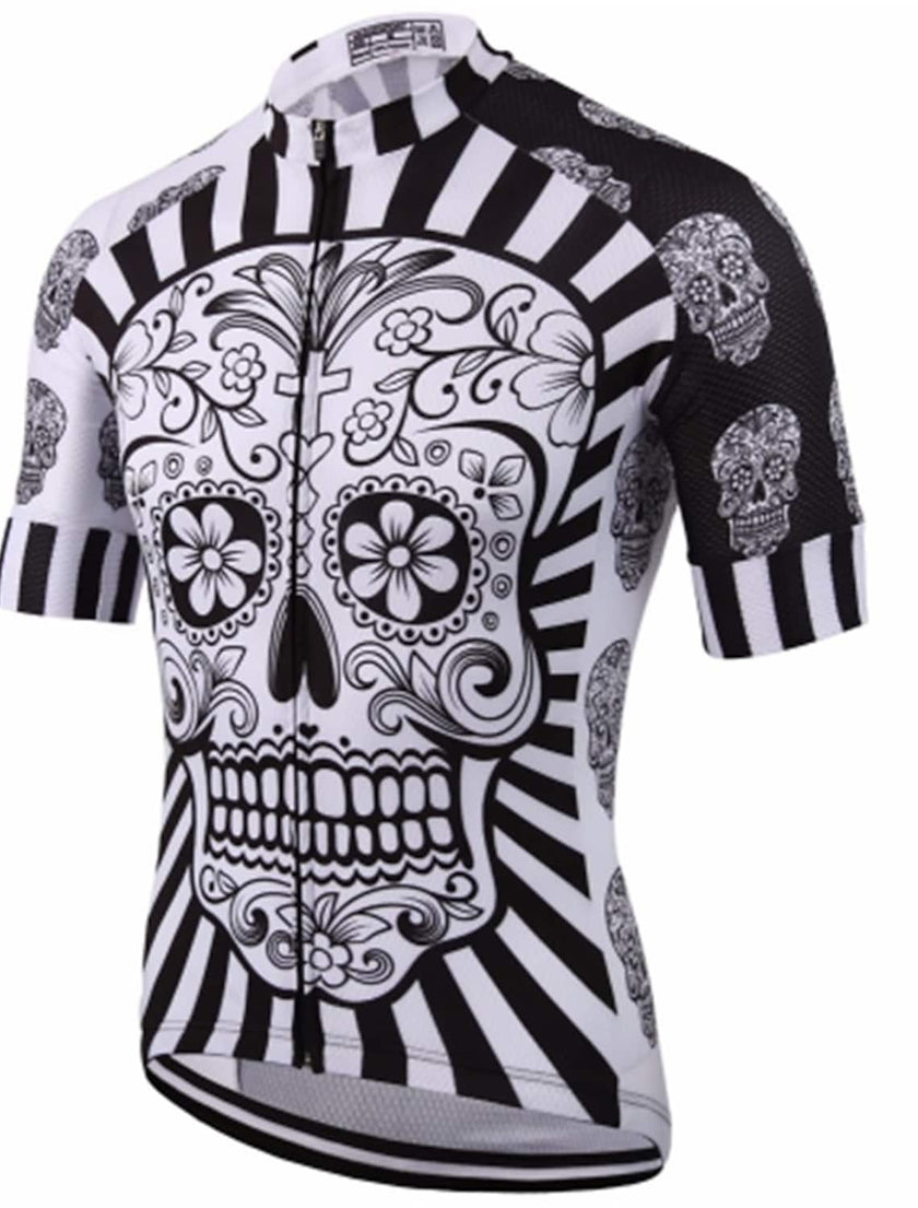 Men's Short Sleeves Cycling Jersey Summer Pink Green Lavender Skull