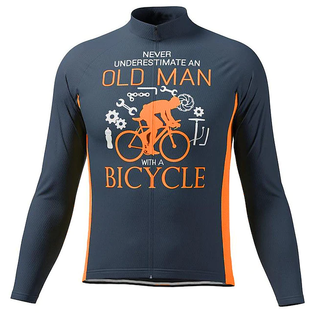 Old Man Men's Long Sleeve Cycling Jersey Spandex Polyester