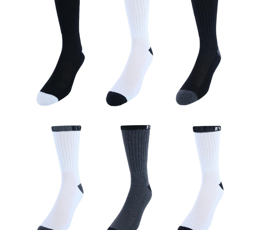 Everlast Men's Fashion Banded Half Cushion Crew Socks (6 Pack)