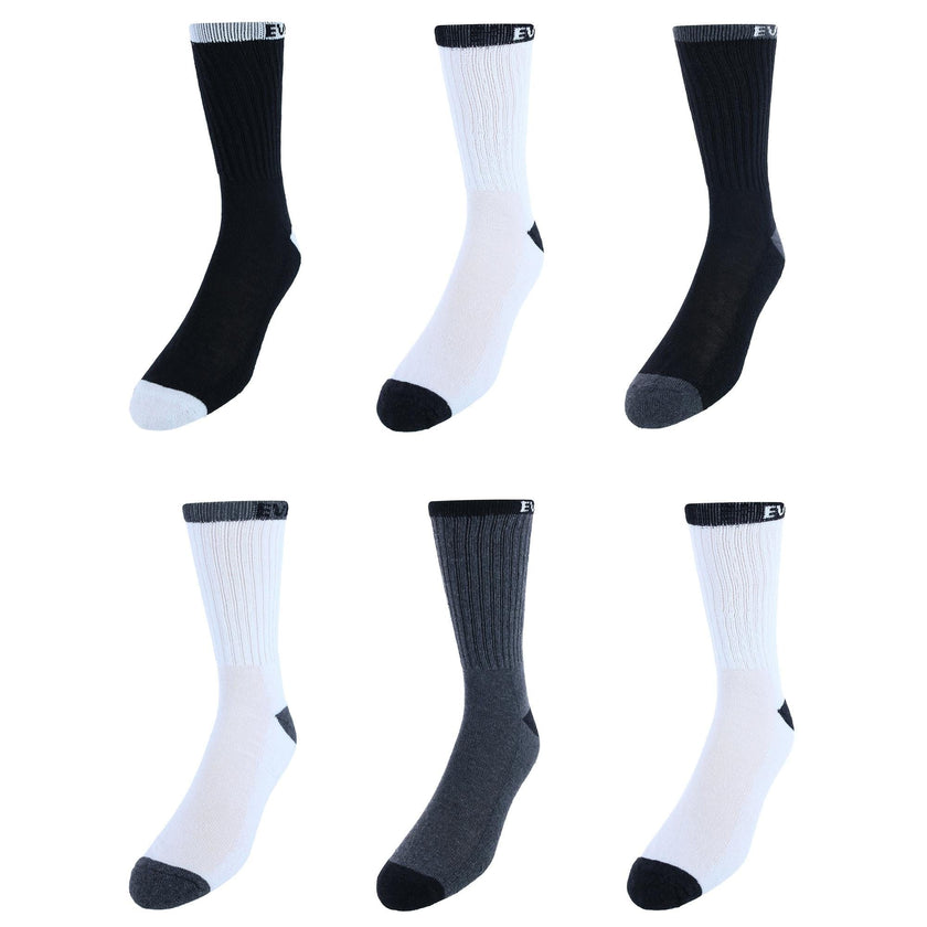 Everlast Men's Fashion Banded Half Cushion Crew Socks (6 Pack)