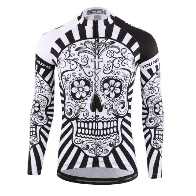 KEMALOCE Autumn Pro Long Sleeve Cycling Jersey Skull