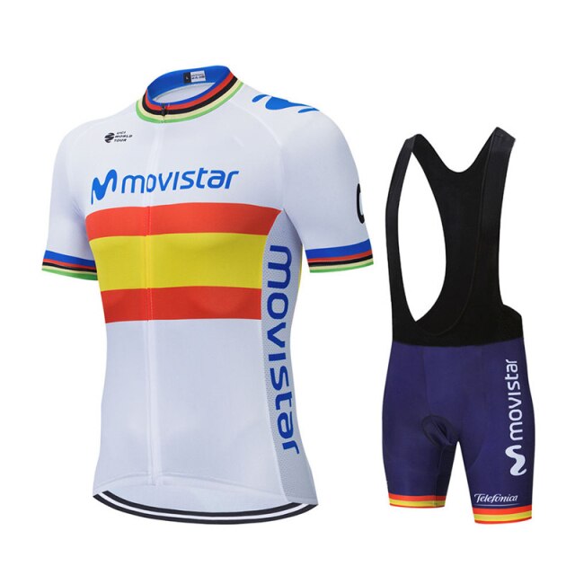 Movistar Pattern Men Summer Cycling Clothing Breathable