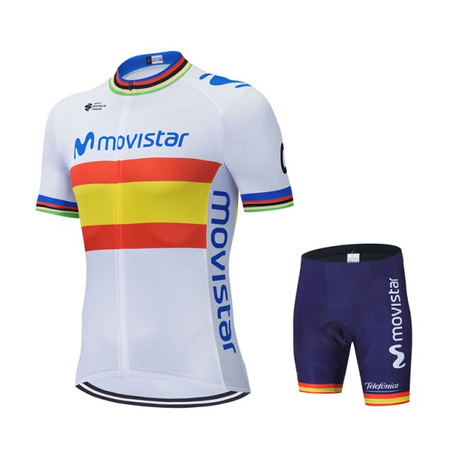 Movistar Pattern Men Summer Cycling Clothing Breathable