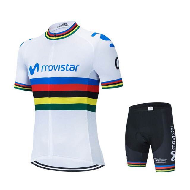 Movistar Pattern Men Summer Cycling Clothing Breathable