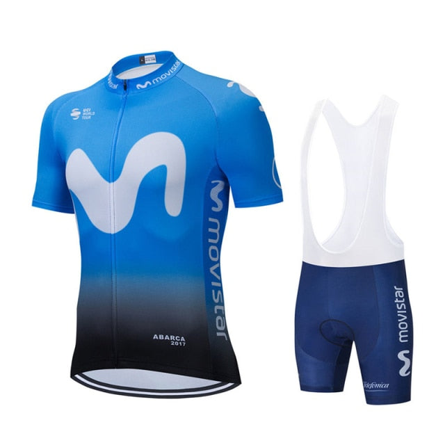 Movistar Pattern Men Summer Cycling Clothing Breathable