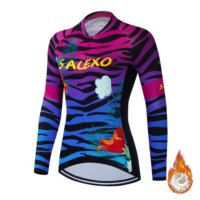 Winter Fleece Women Fashion Cycling Jersey Set Mountian