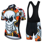 Skull Pattern Bicycle Team Short Sleeve Maillot Ciclismo Men Racing Cycling Jersey