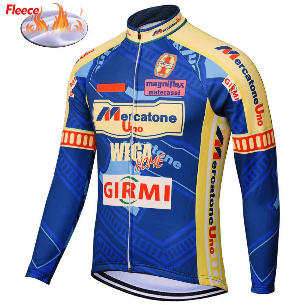 Retro Winter Fleece Cycling Jersey Long Sleeve Bike