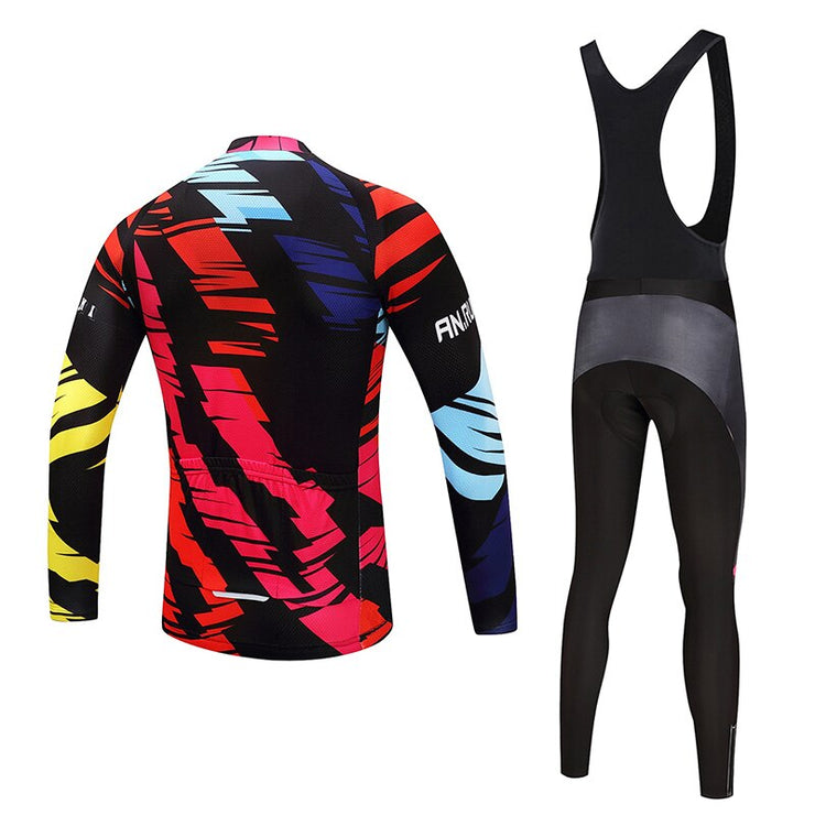 Men Long Sleeve Bicycle Cycling Sets Quick Dry Colorful Pattern