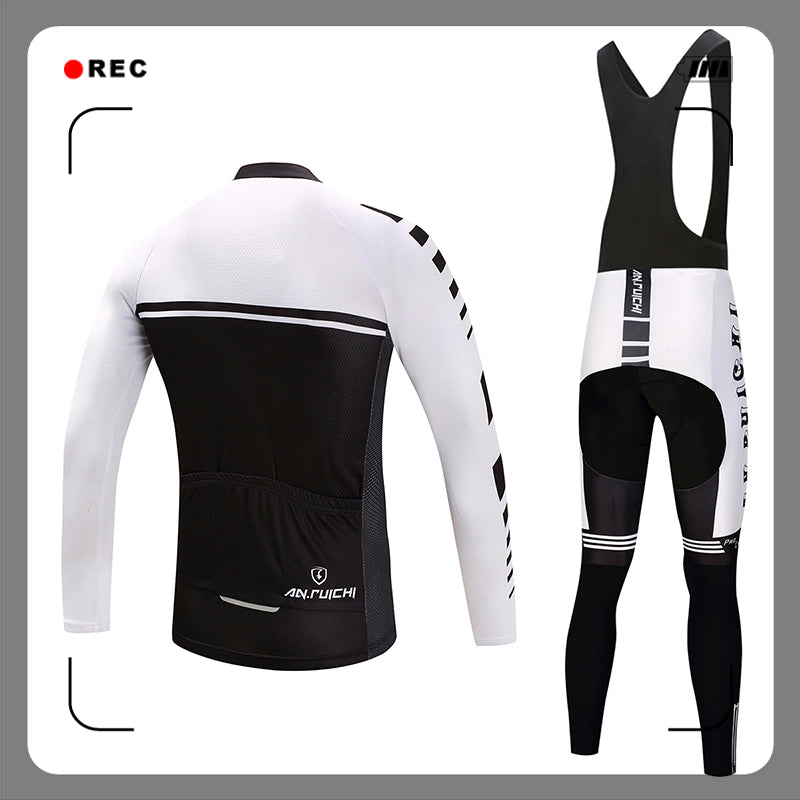 Men Long Sleeve Bicycle Cycling Sets Quick Dry White Matches