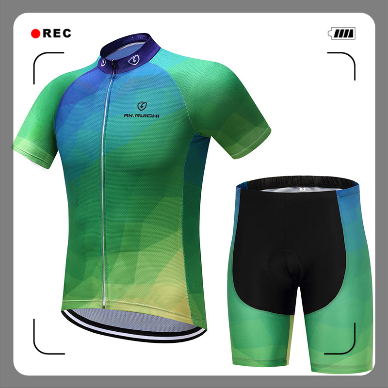 Summer Unisex Quick Dry Cycling Sets Anti-sweat Green Clothing