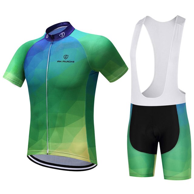 Summer Unisex Quick Dry Cycling Sets Anti-sweat Green Clothing