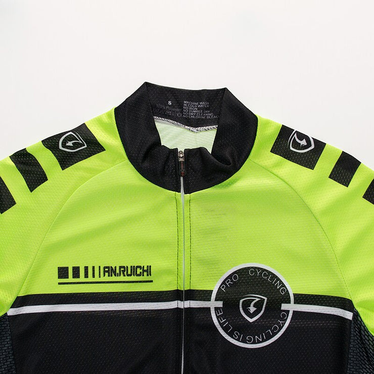 Men Long Sleeve Bicycle Cycling Sets Anti-sweat Black and Green