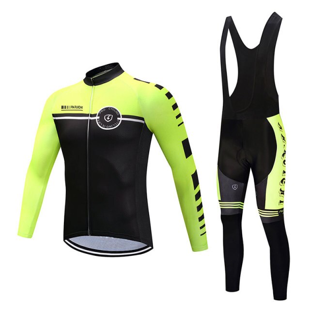 Men Long Sleeve Bicycle Cycling Sets Anti-sweat Black and Green