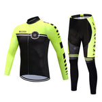 Men Long Sleeve Bicycle Cycling Sets Anti-sweat Black and Green