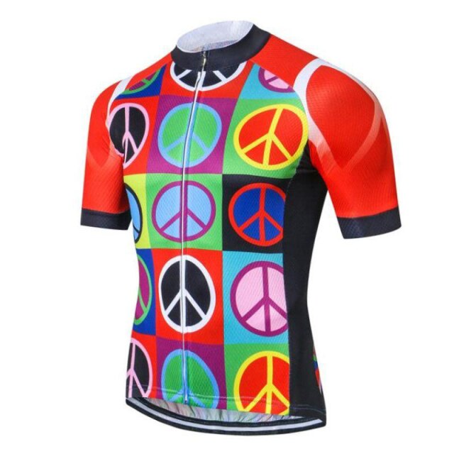 Cycling jerseys  Funny Rainbow Peace Sign