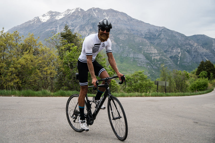 Black and White Stripe Two-piece Professional Quick-drying Cycling Jersey