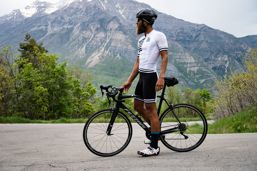 Black and White Stripe Two-piece Professional Quick-drying Cycling Jersey