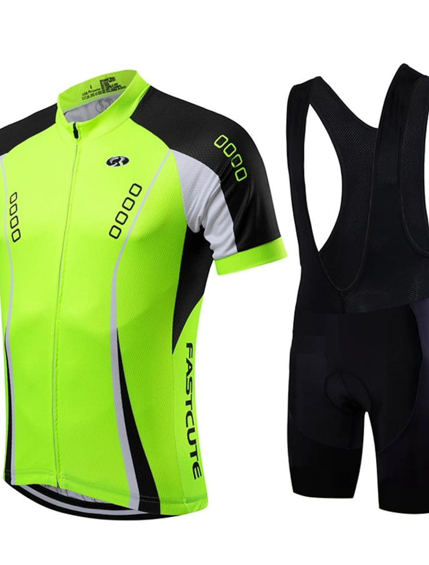 Men's Short Sleeve Cycling Jersey with Bib Shorts