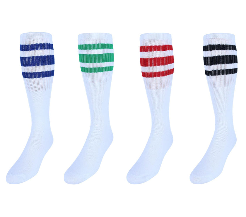 CTM® Men's Big and Tall Striped Tube Socks (4 Pairs)