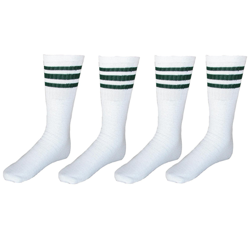 CTM® Striped Top Ribbed Tube Socks (4 Pair Pack)