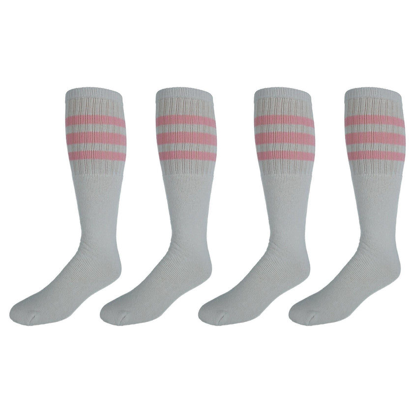 CTM® Striped Top Ribbed Tube Socks (4 Pair Pack)