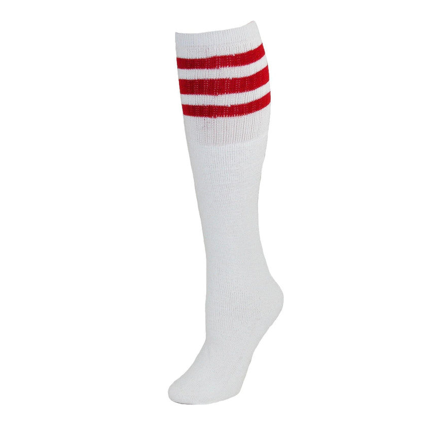 CTM® Striped Top Ribbed Tube Socks (4 Pair Pack)