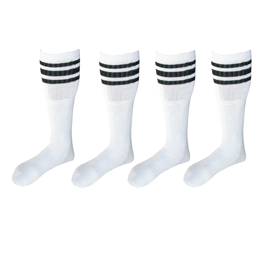 CTM® Striped Top Ribbed Tube Socks (4 Pair Pack)