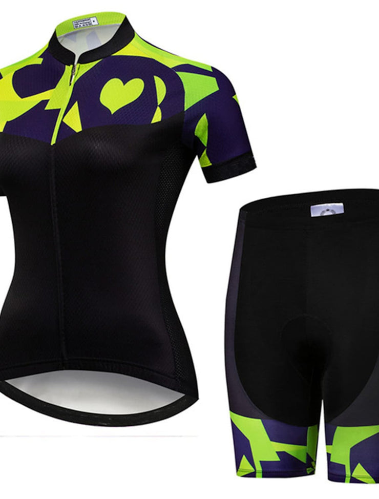 Women's Short Sleeve Cycling Jersey with Shorts